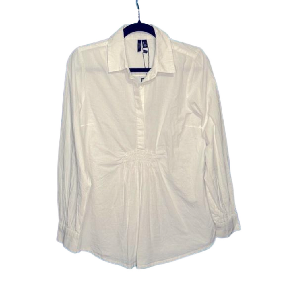 Vero Moda Maternity Size Medium White Woven Collared Shirt